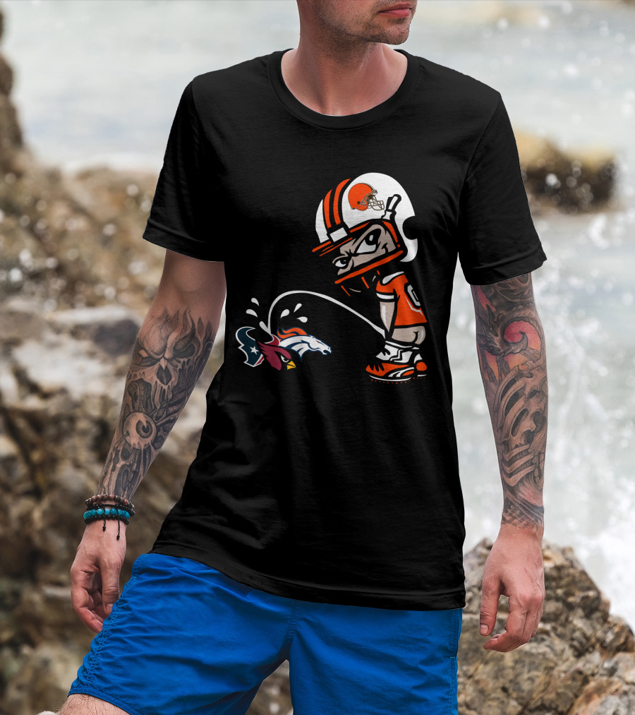 Cleveland Browns Player Humorous Rival Team Logos Interaction T-Shirt