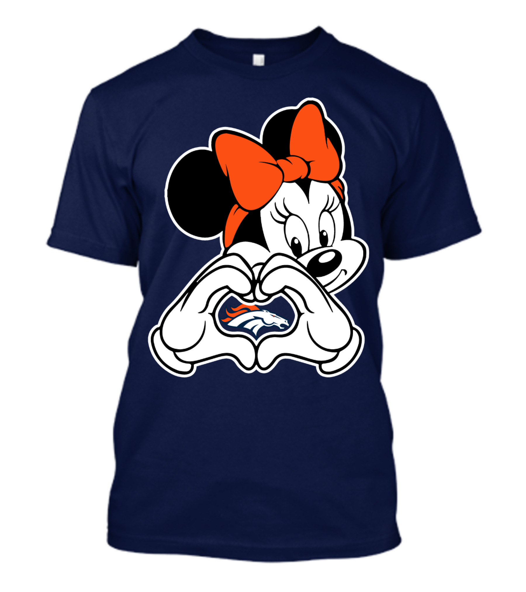 Minnie Mouse Heart Hands Denver Broncos T-Shirt