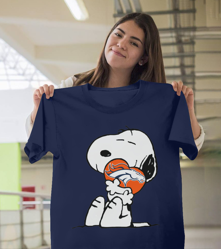 Denver Broncos Snoopy Hugging Football T-Shirt