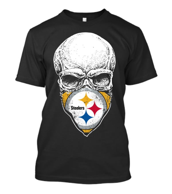 Pittsburgh Steelers Skull With Logo Mask T-Shirt