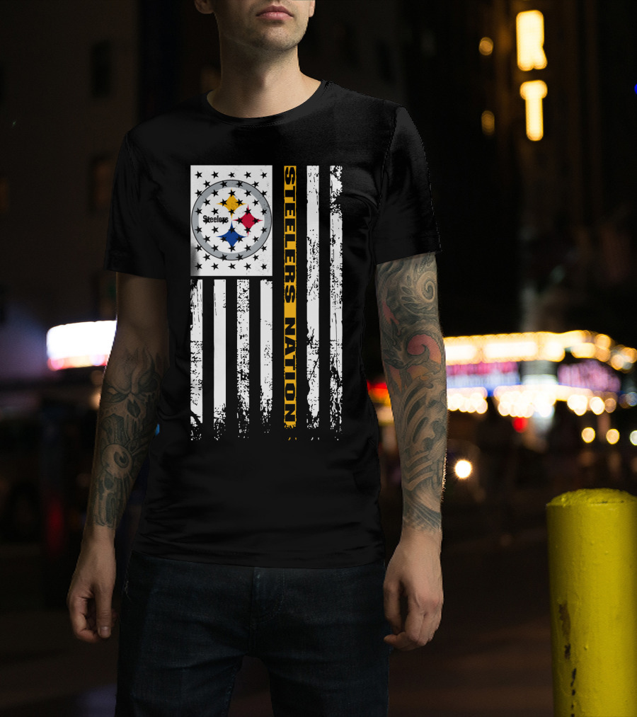 Steelers Nation Pittsburgh Steelers Logo Flag T-Shirt