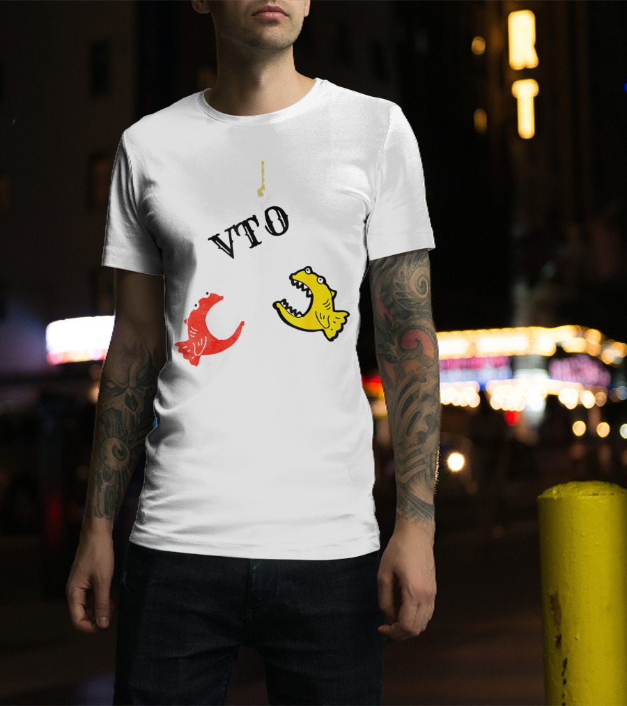 VTO Fishing Hook With Red And Yellow Fish T-Shirt