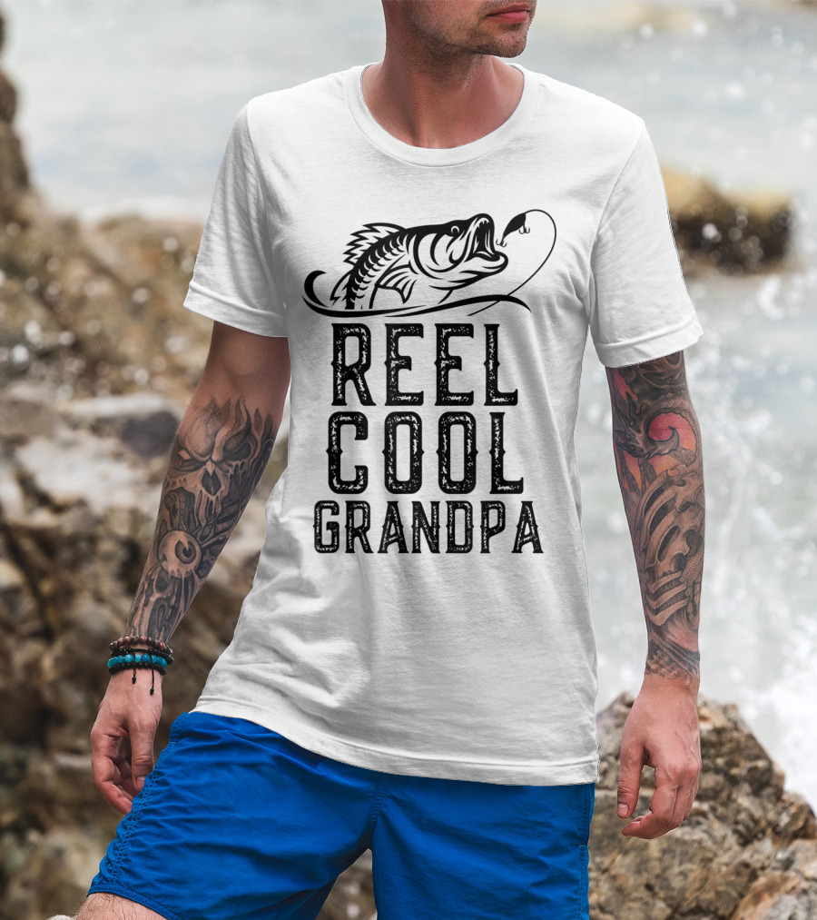 Reel Cool Grandpa Fishing Hook Bass T-Shirt