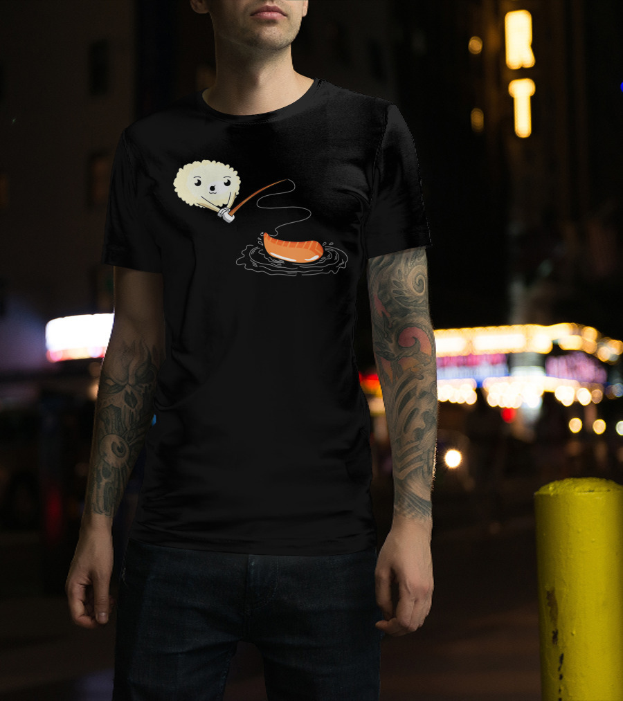 Kawaii Sushi Fishing Cute Japanese Food Lover Fishing Lover Playful Salmon Anime T-Shirt