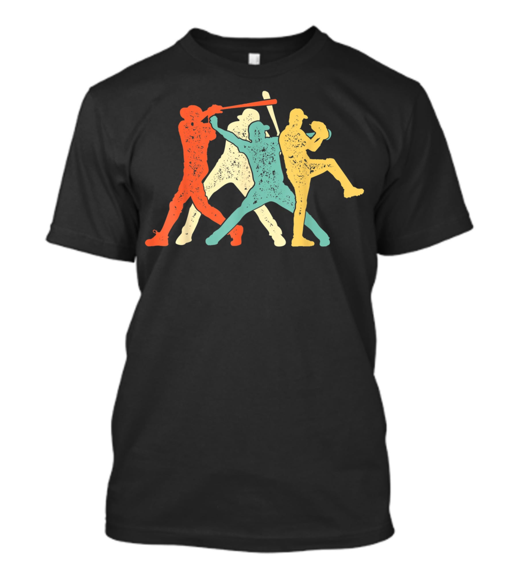 Vintage Baseball Trio Catcher Pitcher Batter T-Shirt