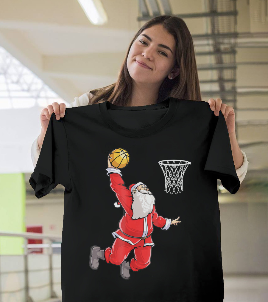Basketball Santa Christmas Dunking Sports Fun T-Shirt