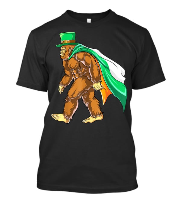 Bigfoot St Patricks Day Boys Leprechaun Irish Flag Sasquatch T-Shirt
