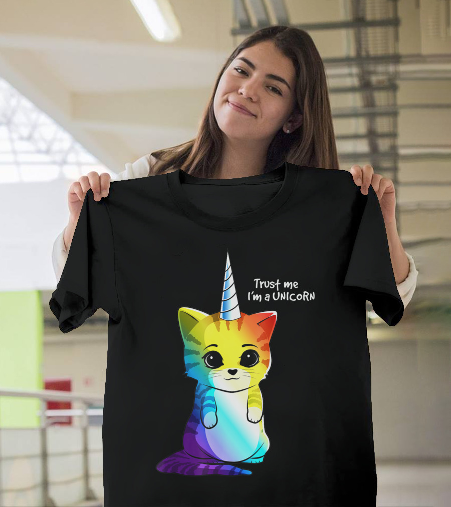 Trust Me I'm A Caticorn Unicorn Cat Kittycorn Girls Women Rainbow T-Shirt