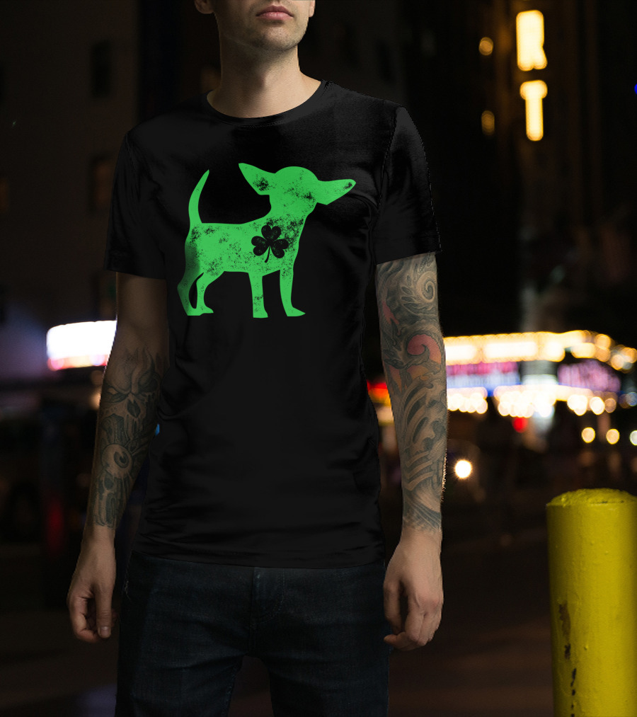 Chihuahua St Patricks Day Dog Lover Shamrock Iconic Green T-Shirt