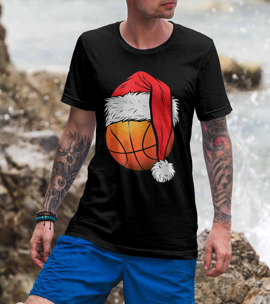 Christmas Santa Basketball Ball Sport T-Shirt