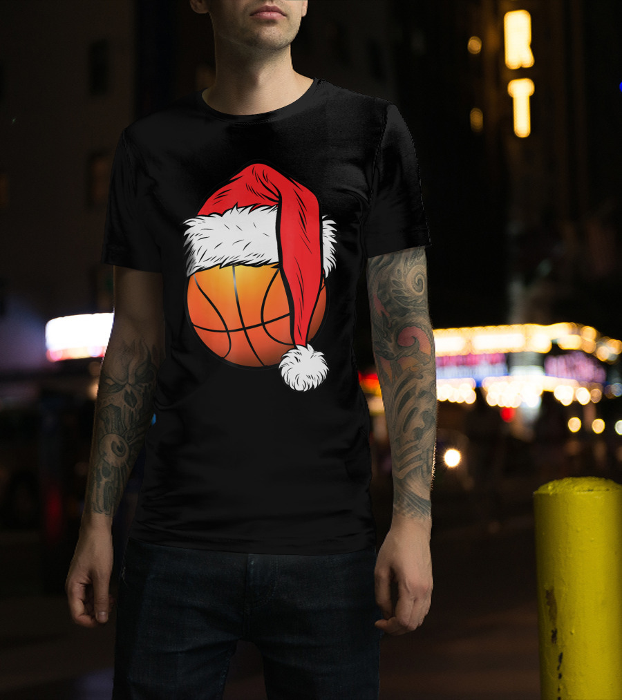 Christmas Santa Basketball Ball Sport T-Shirt