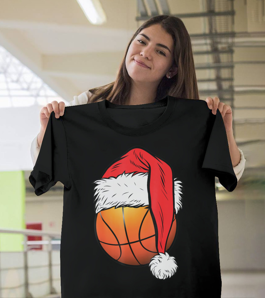 Christmas Santa Basketball Ball Sport T-Shirt