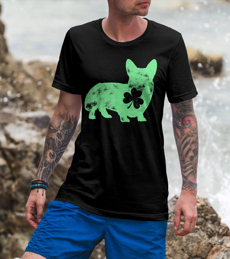 Corgi Shamrock Dog Lover St Patricks Day T-Shirt