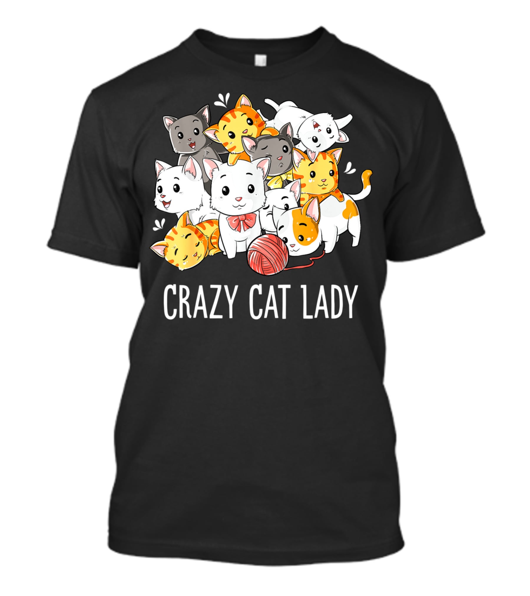 Crazy Cat Lady Funny Cats Kitty Kitten Meme With Playful Yarn Ball T-Shirt