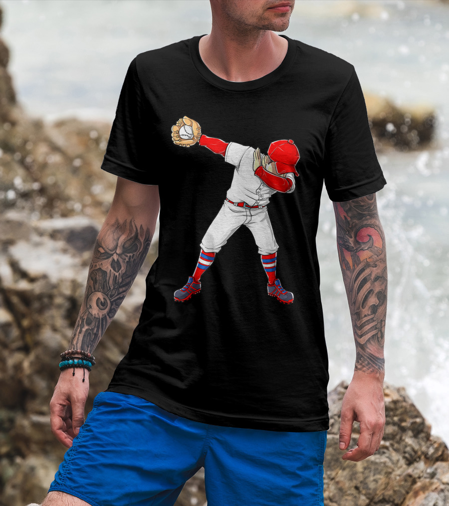 Dabbing Baseball Player Funny Dab Dance T-Shirt