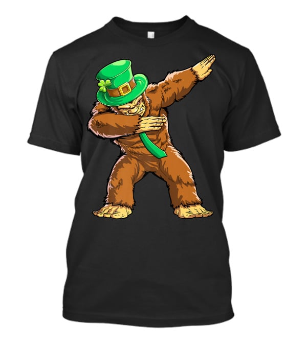 Dabbing Bigfoot St Patricks Day Leprechaun Hat T-Shirt