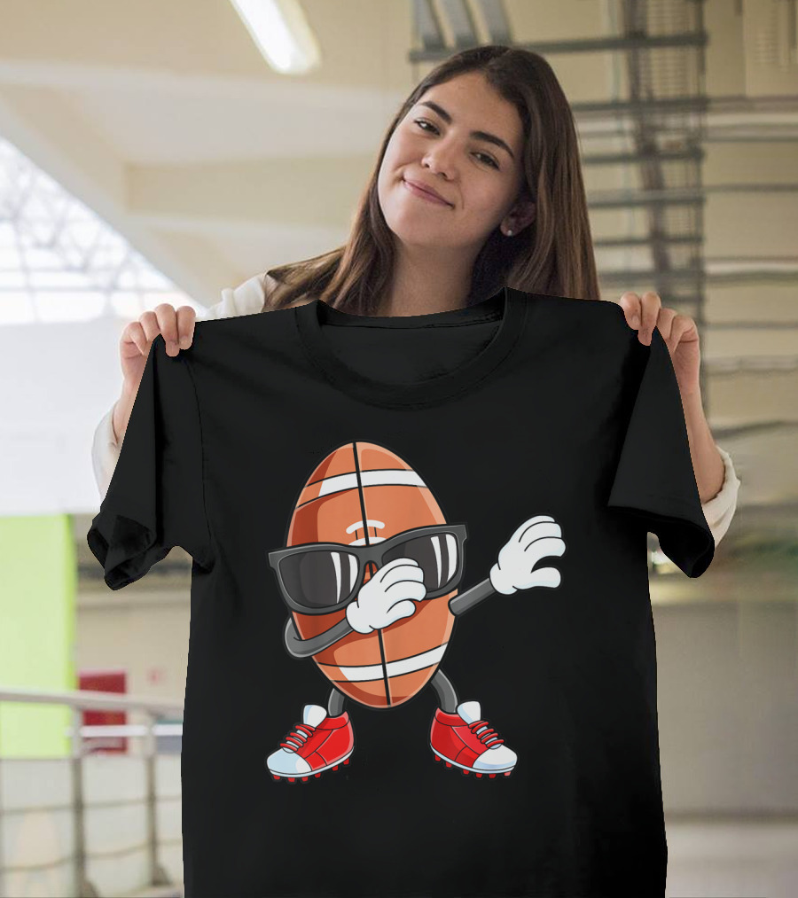 Dabbing Football Sport Funny Dab Dance Cartoon Rugby Player T-Shirt