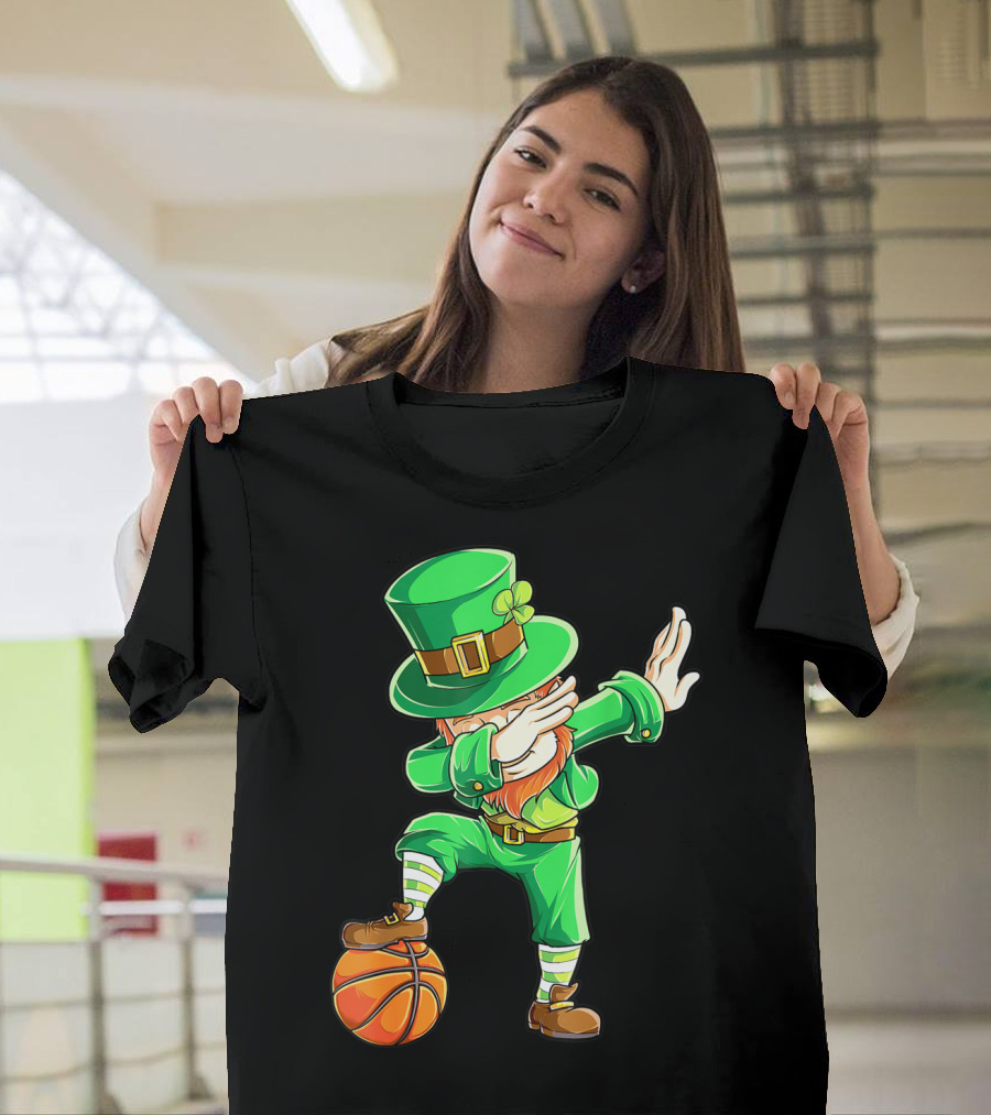 Dabbing Leprechaun on Basketball St. Patrick's Day Fun T-Shirt