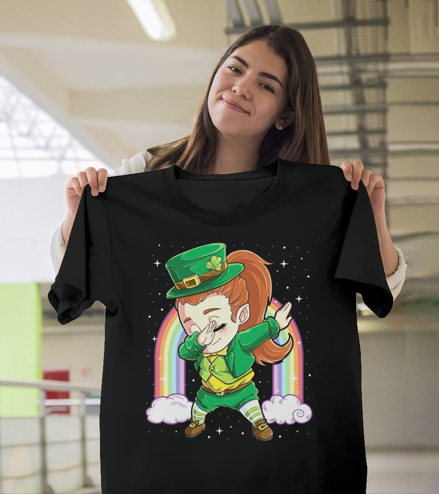 Dabbing Leprechaun St Patricks Day Women Dab Rainbow Special T-Shirt