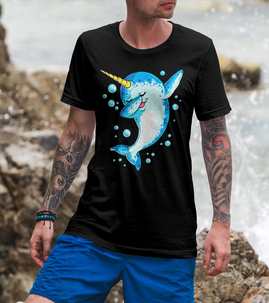 Dabbing Narwhal Unicorn For Girls And Boys Playful Sea Creature T-Shirt