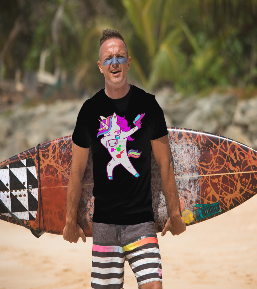 Dabbing Unicorn With Paintball Gun For Men And Teen Players T-Shirt