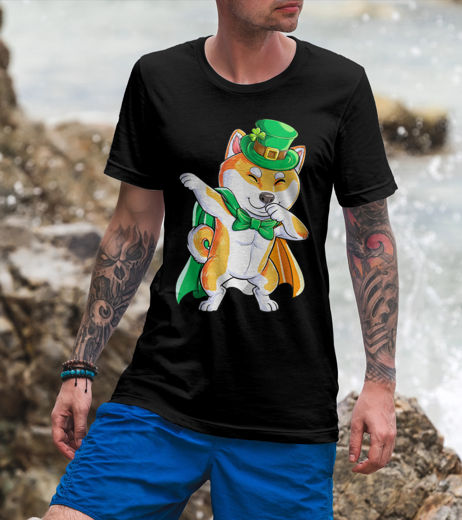 Dabbing Shiba Inu Leprechaun St Patricks Day Irish T-Shirt