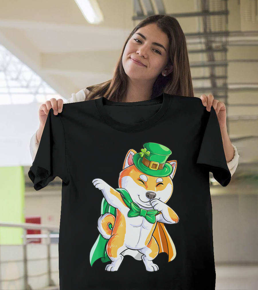 Dabbing Shiba Inu Leprechaun St Patricks Day Irish T-Shirt