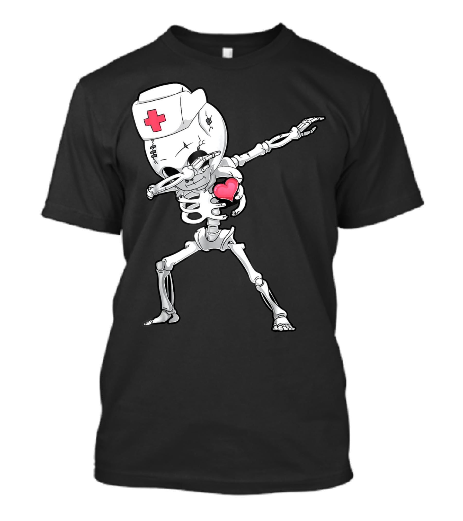 Dabbing Skeleton Nurse Xray Heart Halloween Dab T-Shirt