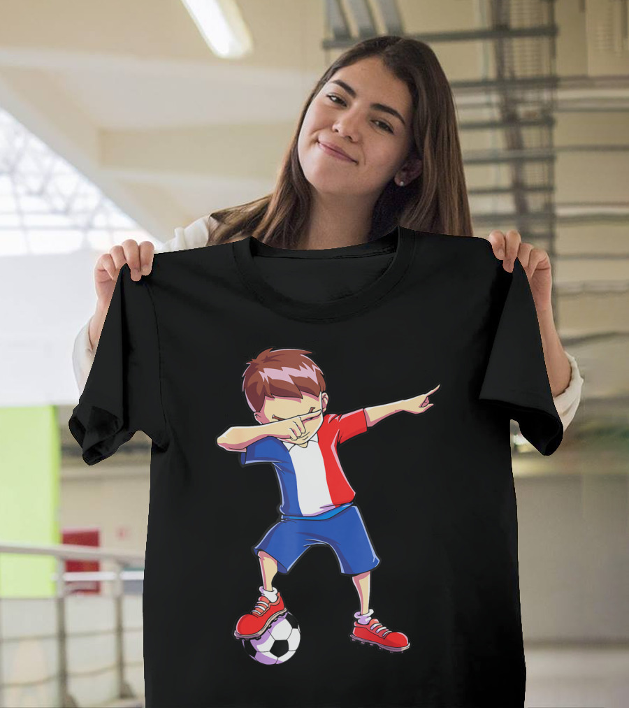 France Dabbing Soccer Player Boys Men French Football T-Shirt