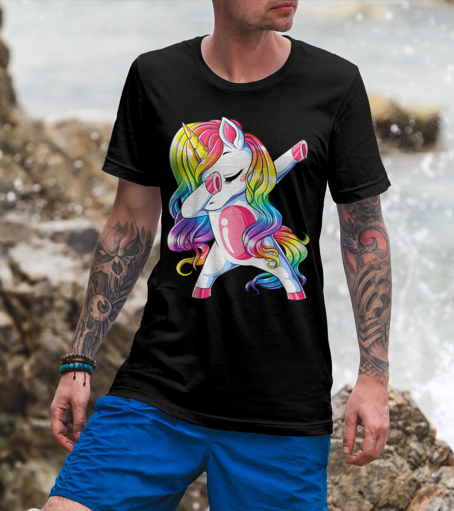 Dabbing Unicorn Rainbow Dance Squad Women Funny Dab T-Shirt