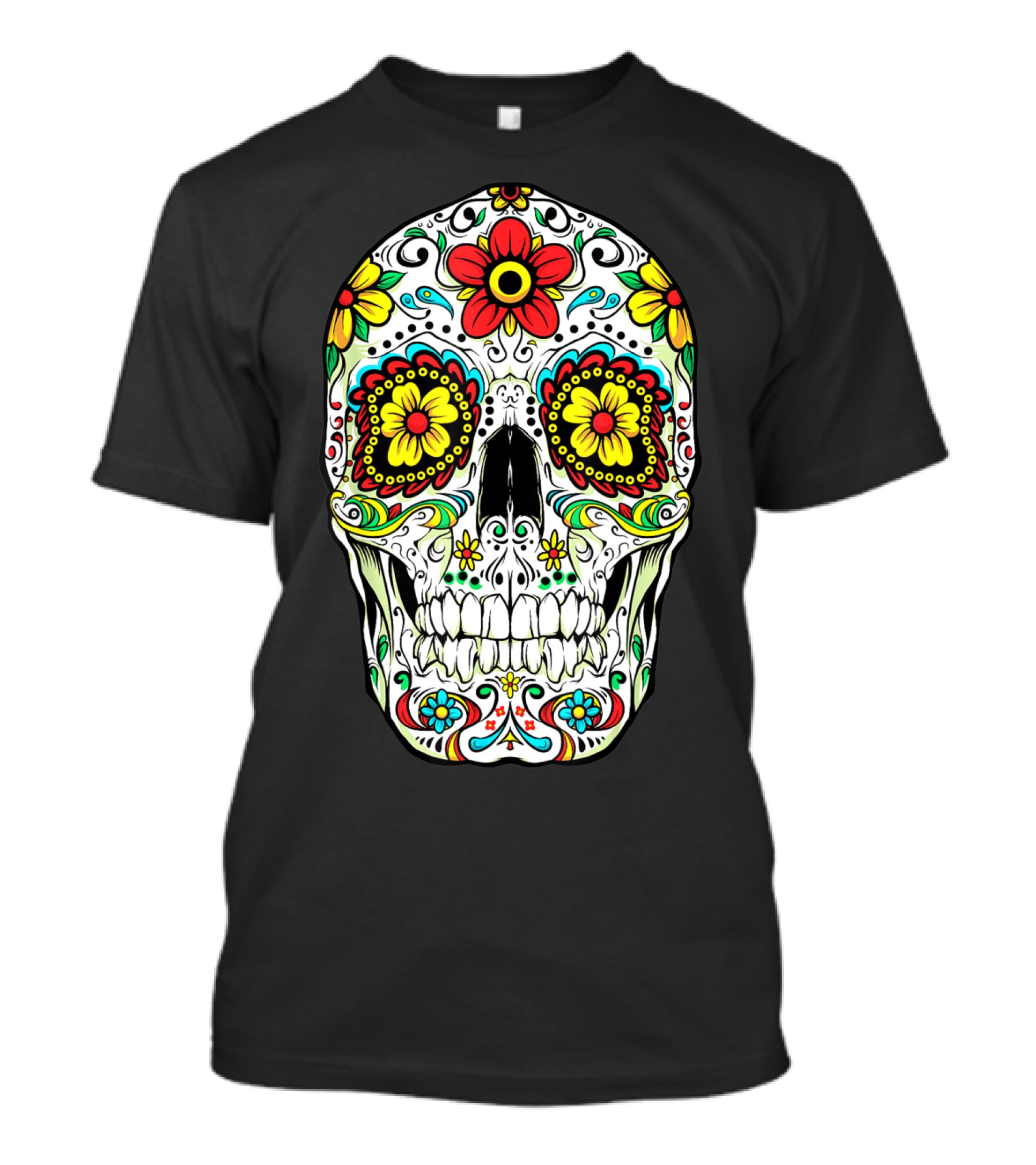 Day Of The Dead Sugar Skull Colorful Flowered Design Cinco De Mayo T-Shirt