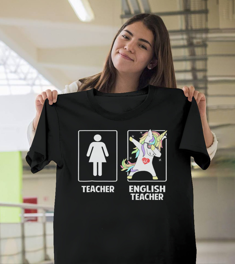 Teacher Vs English Teacher Unicorn Dabbing Funny Dab Dabs T-Shirt