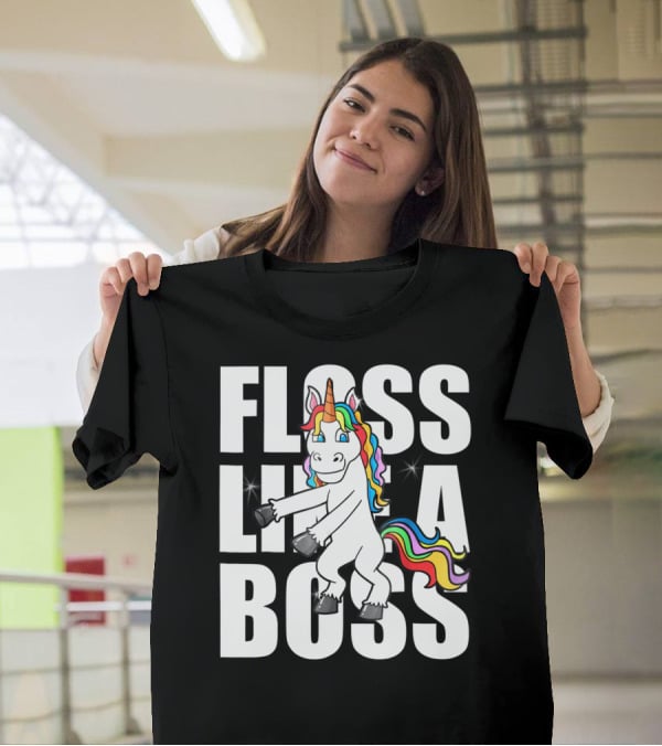 Floss Like A Boss Rainbow Unicorn Dance Girls T-Shirt