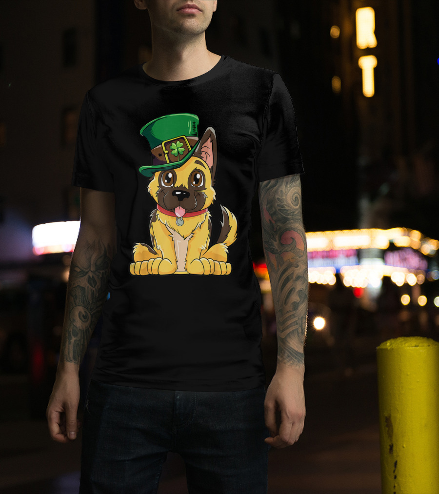 German Shepherd In Leprechaun Hat St Patricks Day Dog T-Shirt
