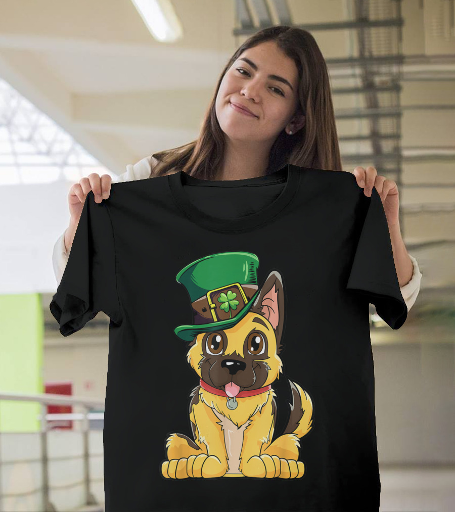 German Shepherd In Leprechaun Hat St Patricks Day Dog T-Shirt