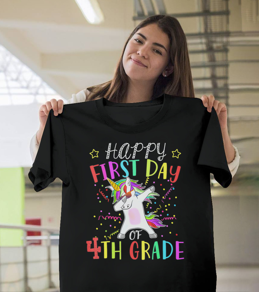 Happy First Day of 4th Grade Unicorn Dabbing T-Shirt