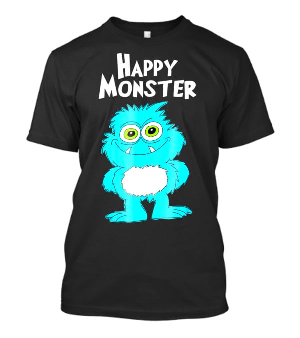 Happy Monster Funny Monster And Adults Vibrant Blue Cartoon Character T-Shirt