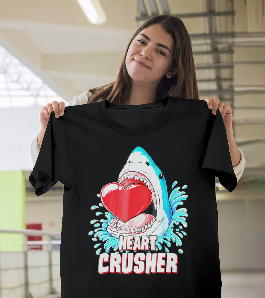 Heart Crusher Valentines Day Shark Boys Jawsome Splash T-Shirt