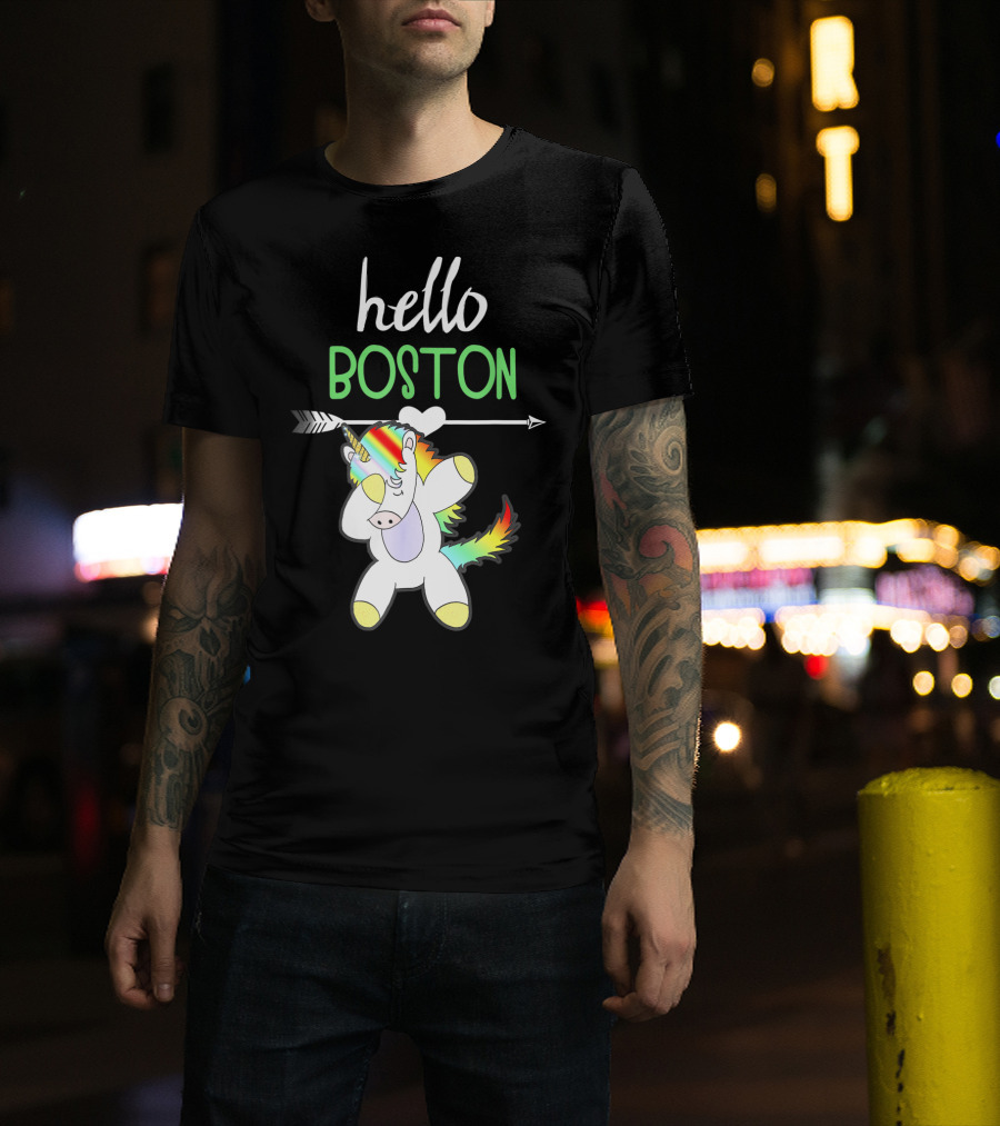 Hello Boston Dabbing Unicorn Girls T-Shirt
