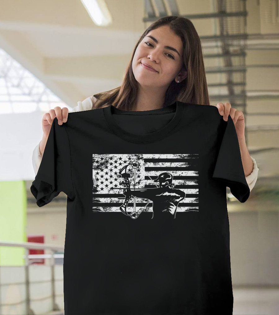 American Flag Bowhunting Archer Hunter T-Shirt