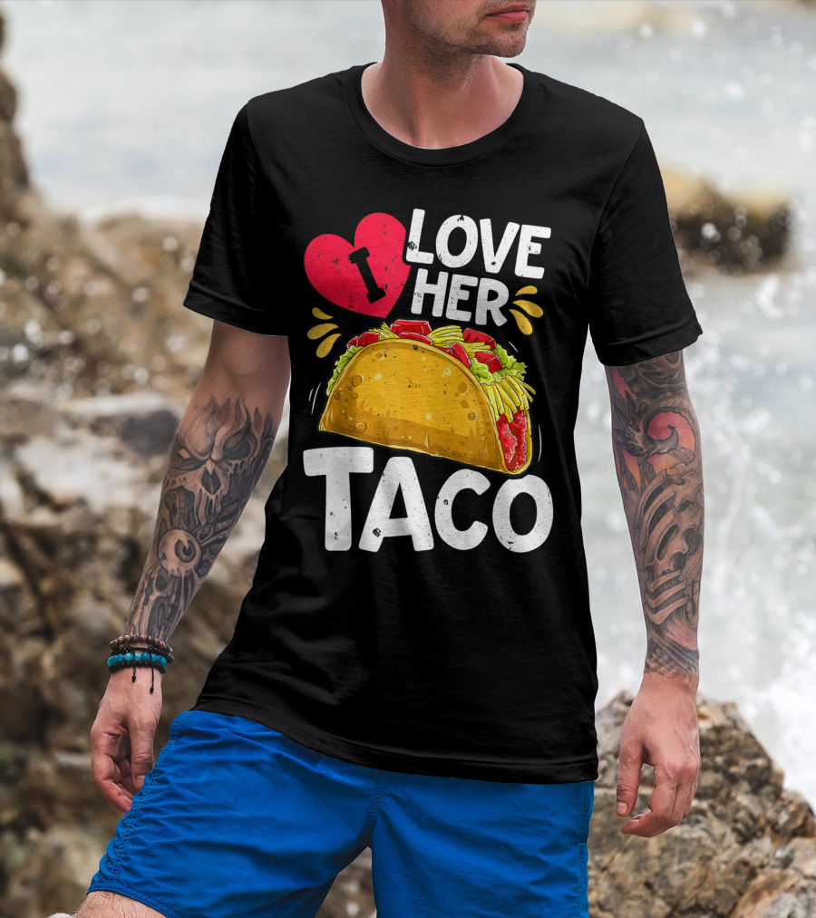 Cinco De Mayo Couple Matching I Love Her Taco T-Shirt