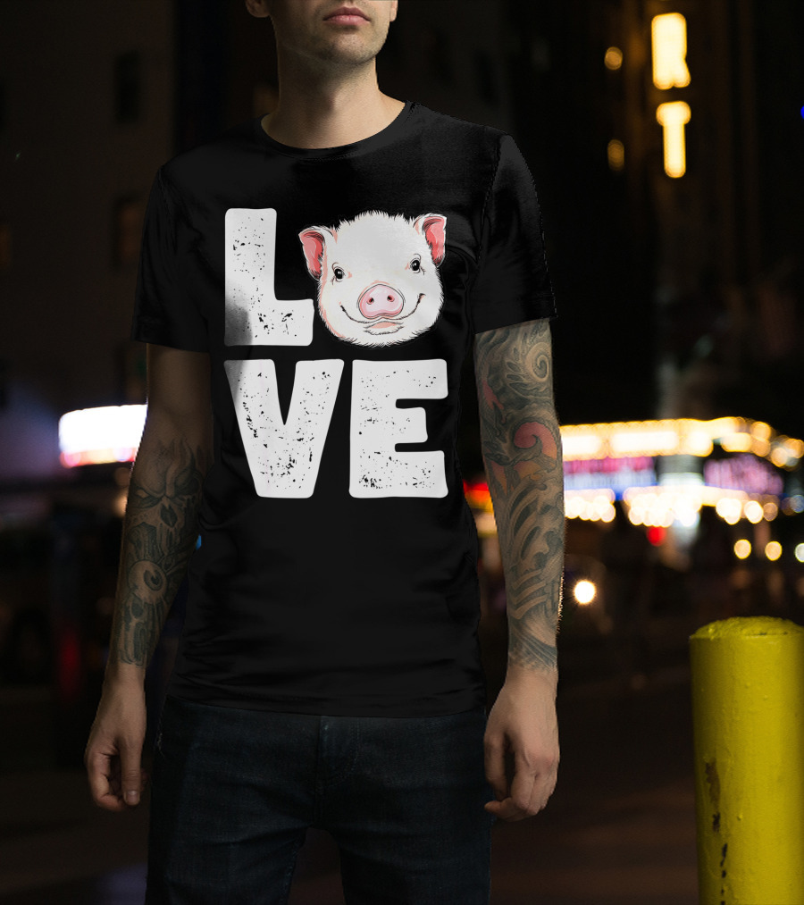 Love Pig Lovers Farming Farmer Girls T-Shirt