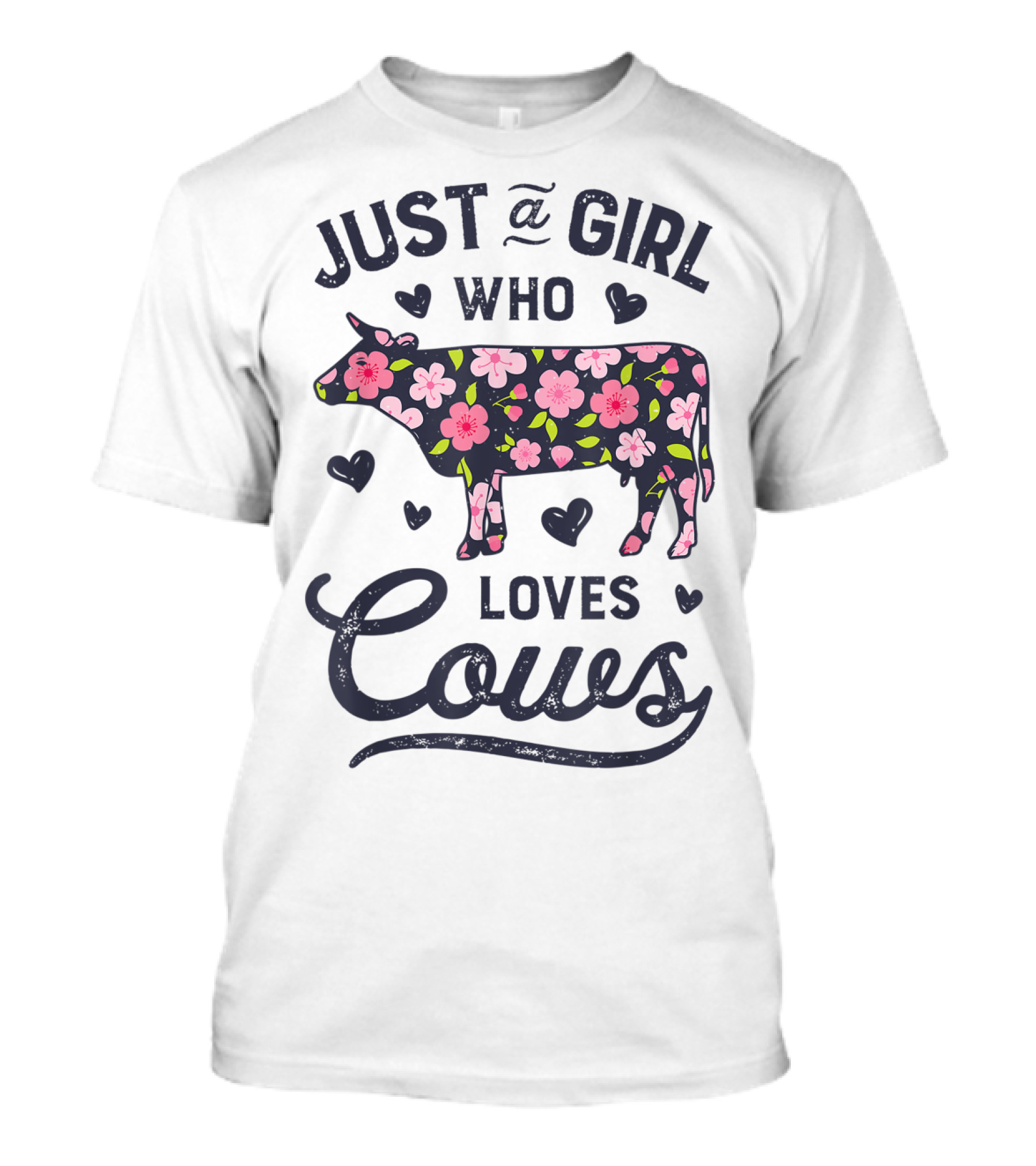 Just A Girl Who Loves Cows Floral Cow Farmer Farm T-Shirt