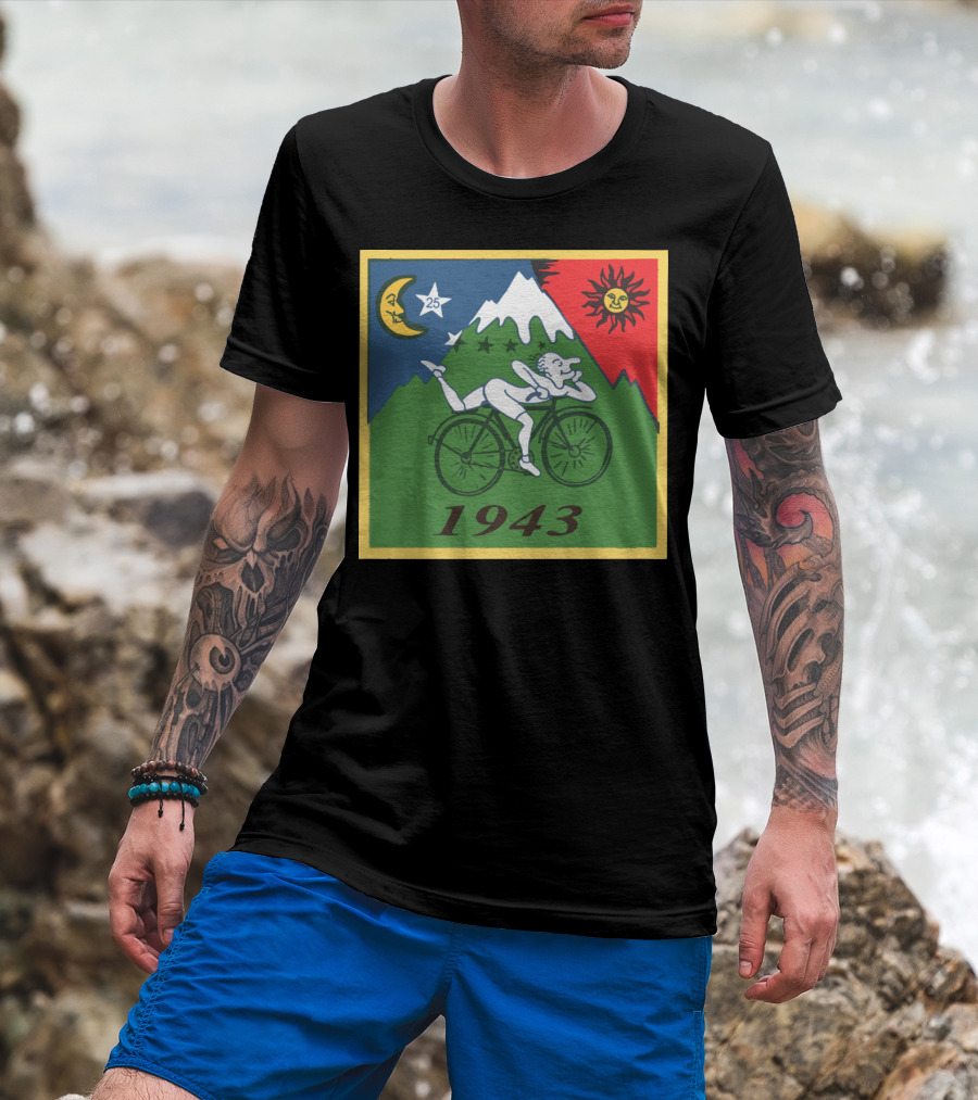 Albert Hofmann LSD Bicycle Day 1943 Moon Sun Mountain T-Shirt