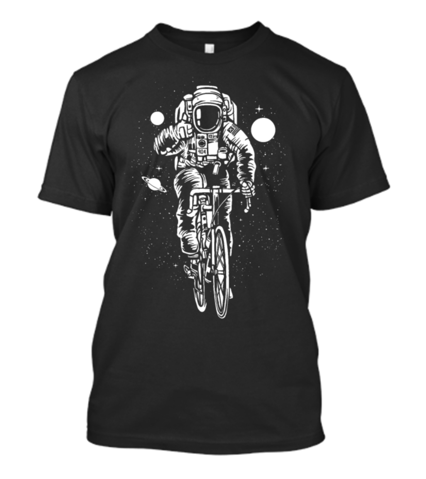 Astronaut Space Biker Riding Through The Cosmos With Saturn And Stars T-Shirt