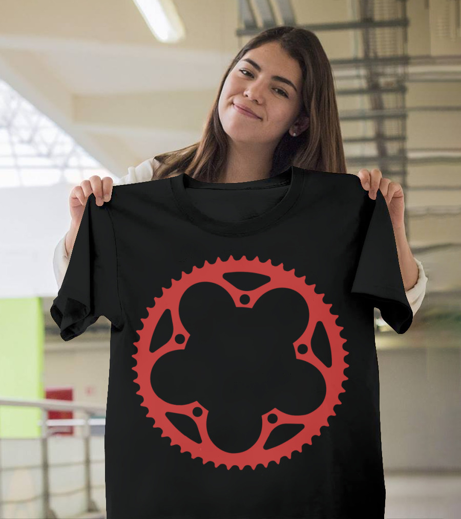 Bicycle Chain Ring Red Gear Shape T-Shirt