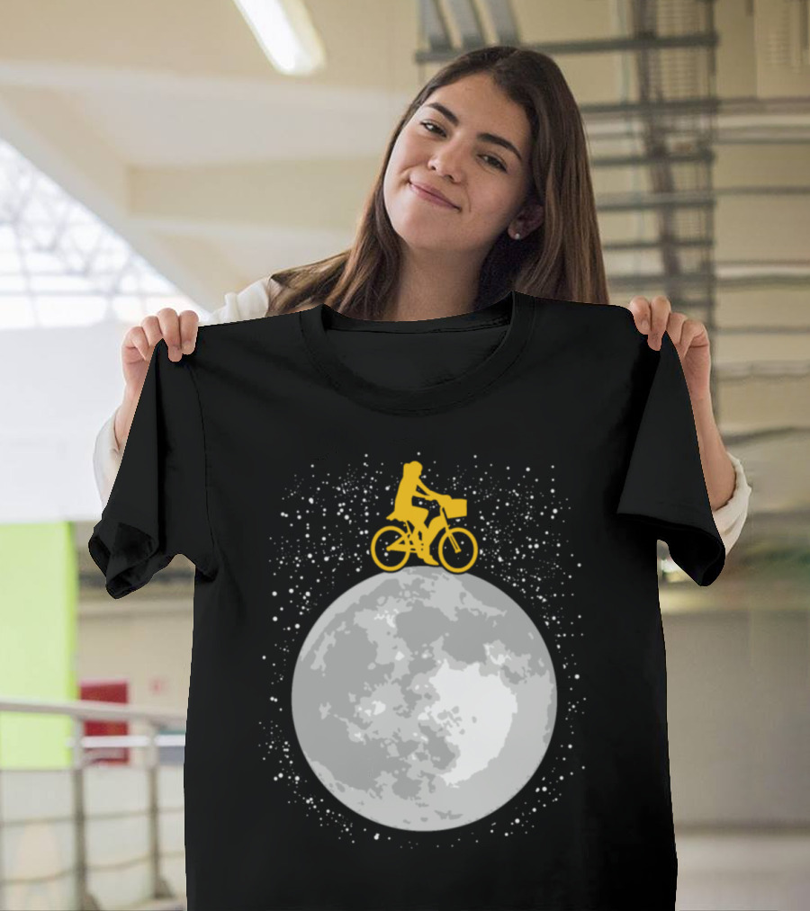 Bicycle Riding On A Starry Moon Scene T-Shirt