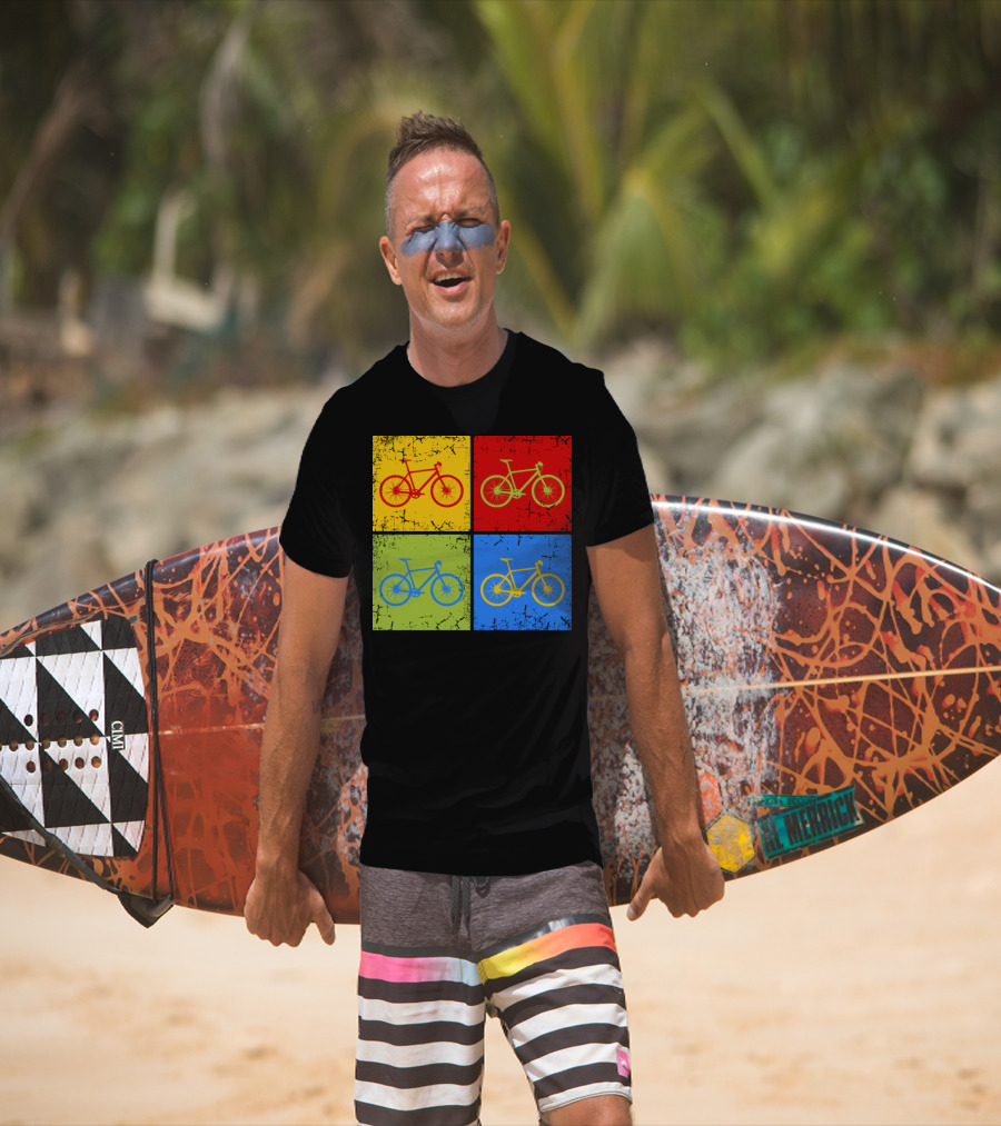 Bike Pop Art Colorful Bicycle Squares T-Shirt