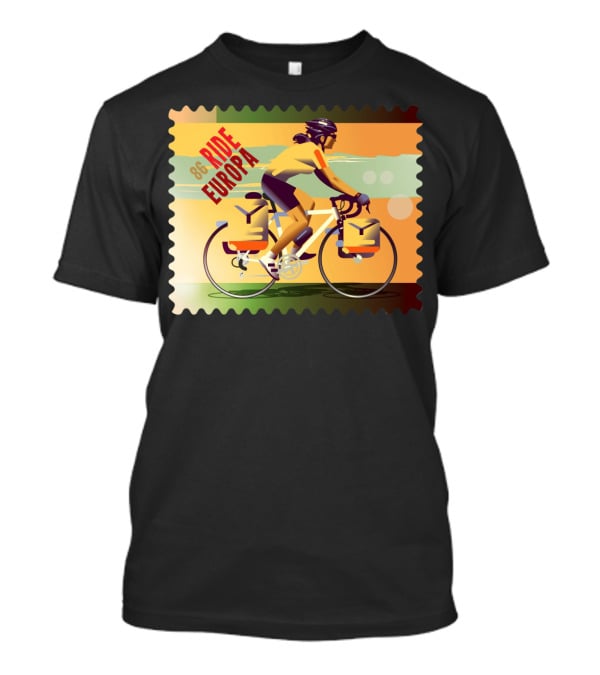 86 Ride Europa Bike Rider Stamp T-Shirt