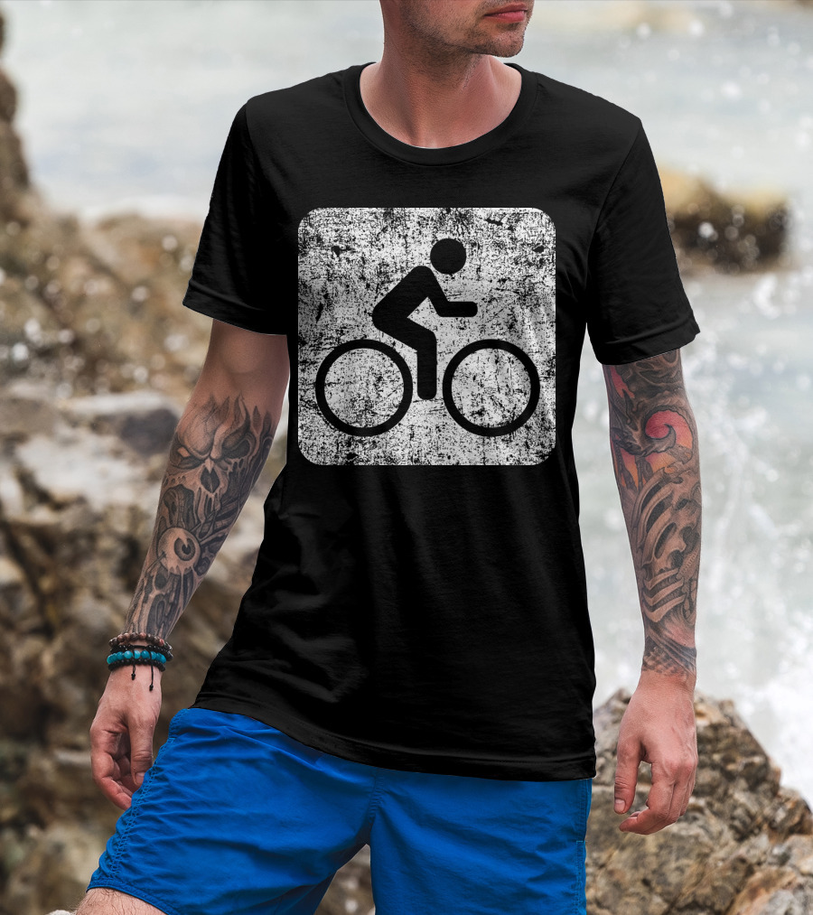 Cycling Sign Grunge Style Iconic Bicycle T-Shirt